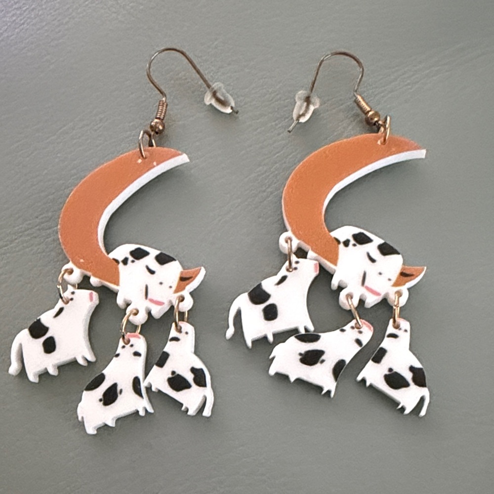 Cow Print Dangle Earrings